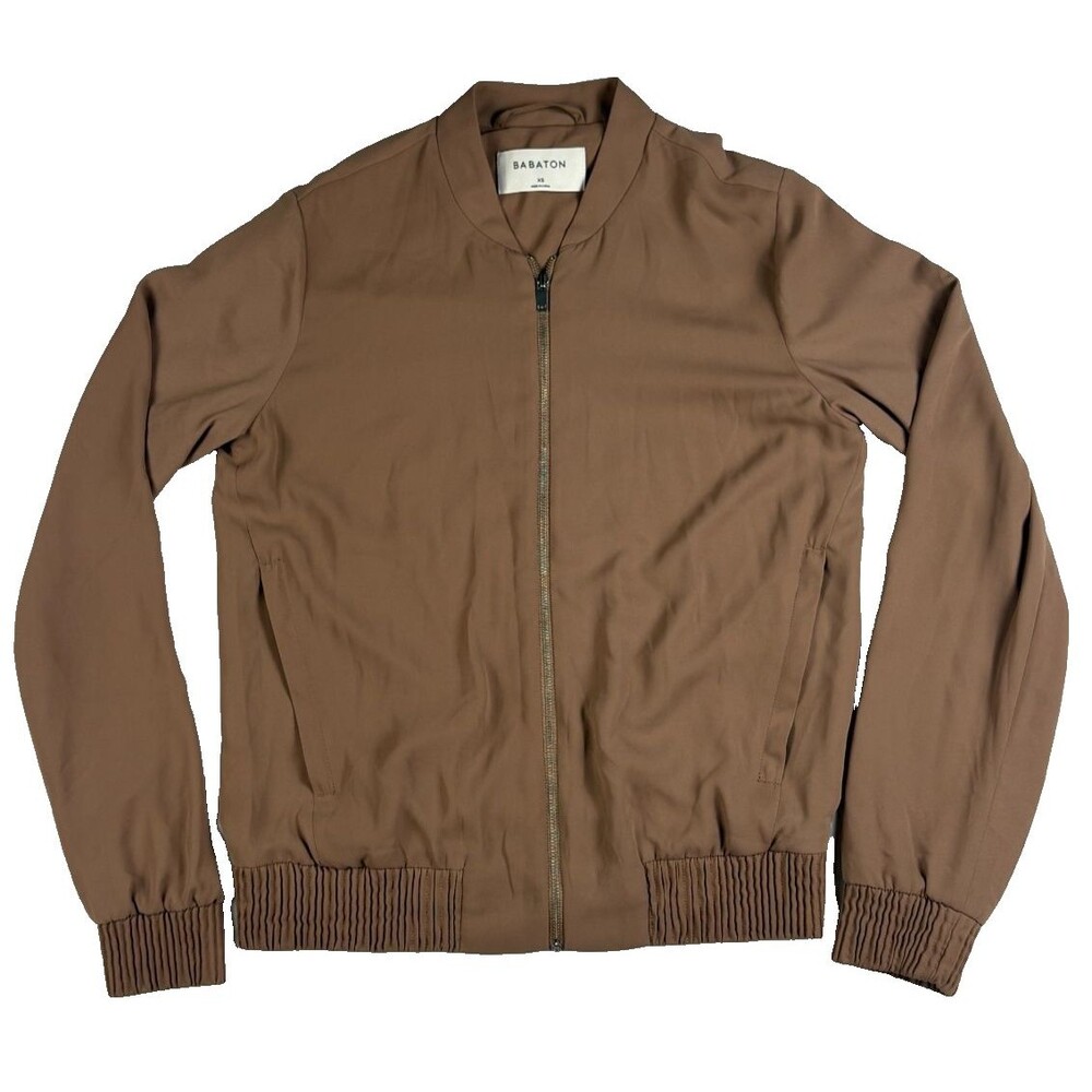 Babaton Aritzia Gilman Bomber Jacket XS Taupe Brown Lightweight Zip Front Women
